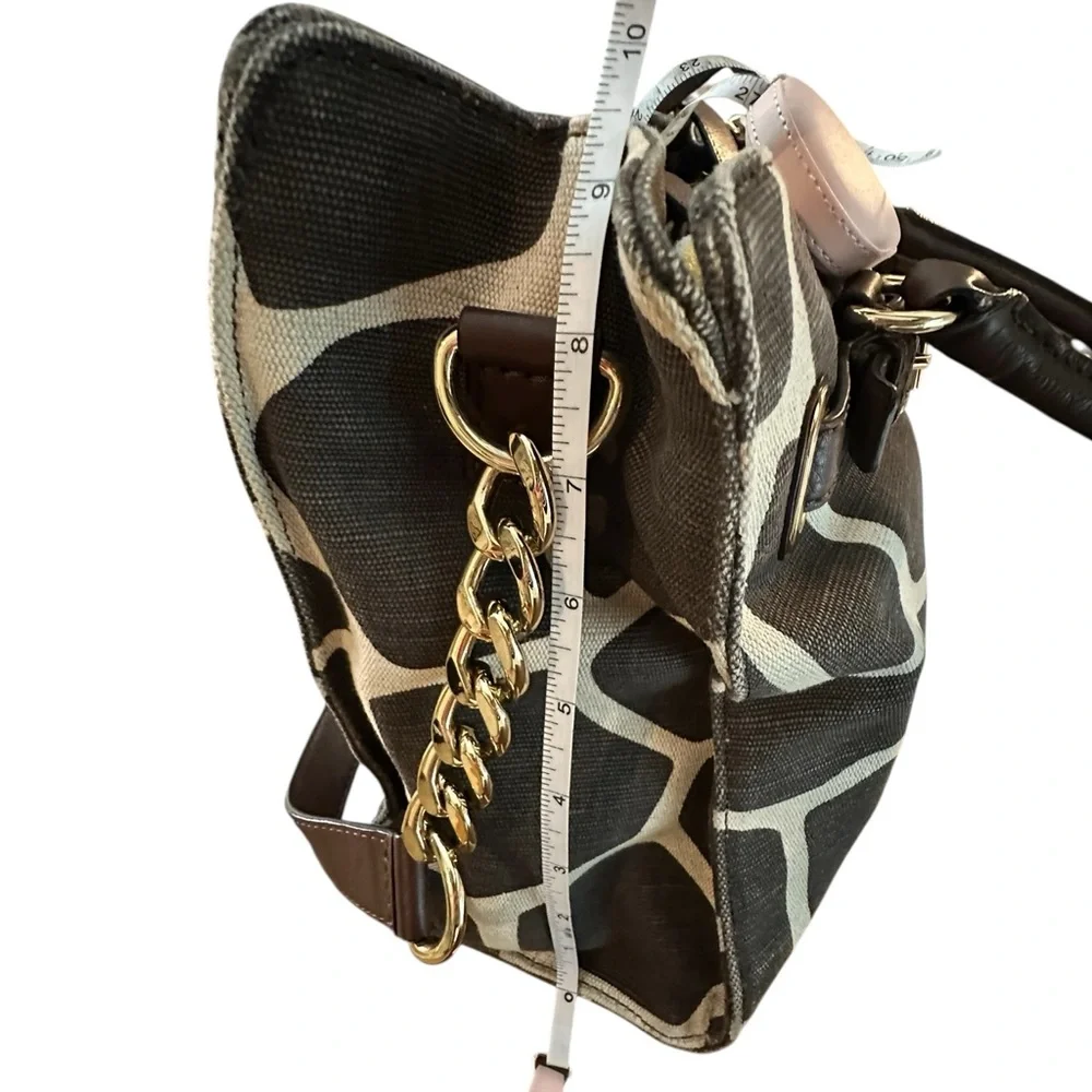 Michael Kors Giraffe Print Hamilton Bag Printed Canvas Leather Trim